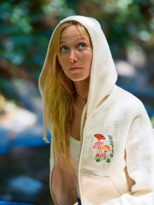 Image of Mushroom Garden Zip Hoodie in Natural