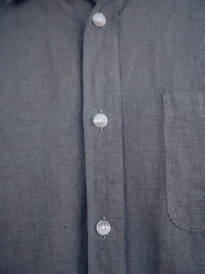 Image of One Pocket Shirt in Faded Black Linen