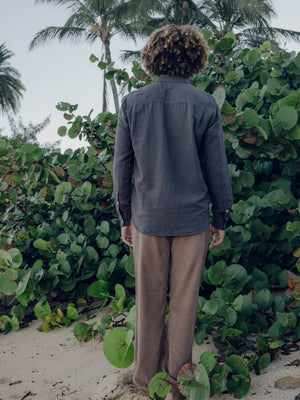 Image of One Pocket Shirt in Faded Black Linen