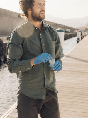 Image of One Pocket Shirt in Lichen Linen