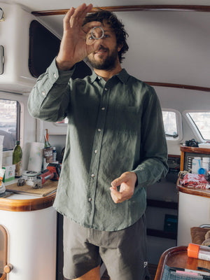 Image of One Pocket Shirt in Lichen Linen