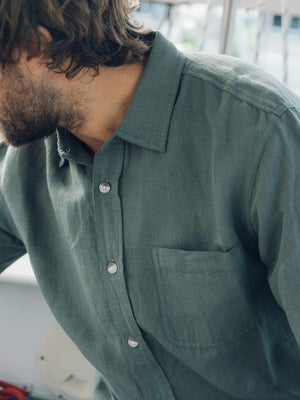 Image of One Pocket Shirt in Lichen Linen