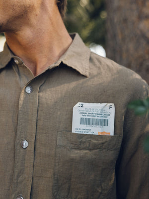 Image of One Pocket Shirt in Oak Linen