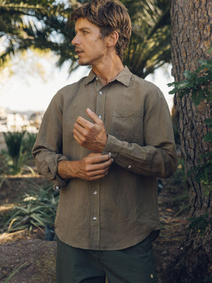 Image of One Pocket Shirt in Oak Linen