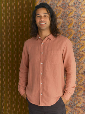 Image of One Pocket Shirt in Olde Brick Linen