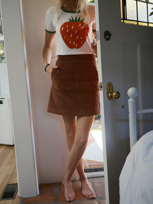 Image of Parker Skirt in Brown Corduroy