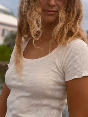 Image of Pointelle Tee in Natural