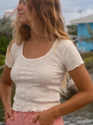 Image of Pointelle Tee in Natural