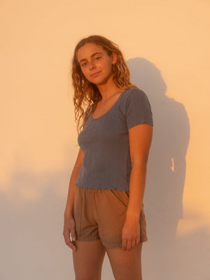 Image of Pointelle Tee in Smoke