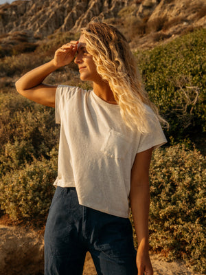 Image of Q Pocket Tee in Natural