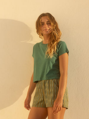 Image of Q Tee in Phthalo Green