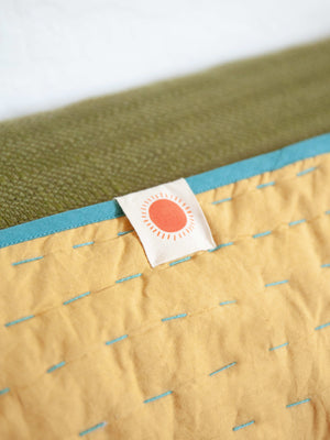 Image of Quilted Blanket in Mustard / Moss