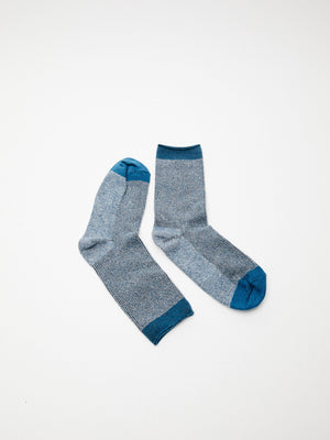 Image of Rib Crew Sock in Natural / Blue