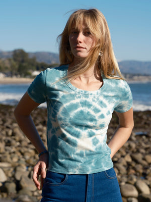 Image of Ringer Tee in Jade Tie-Dye