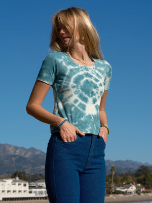 Image of Ringer Tee in Jade Tie-Dye