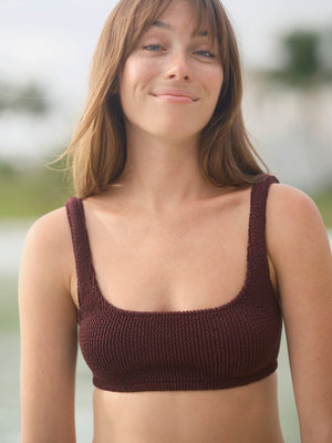 Image of Ripple Bikini Top in Malbec