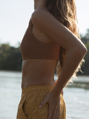 Image of Ripple Bikini Top in Orange Earth