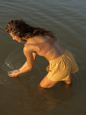 Image of Ripple Bikini Top in Orange Earth