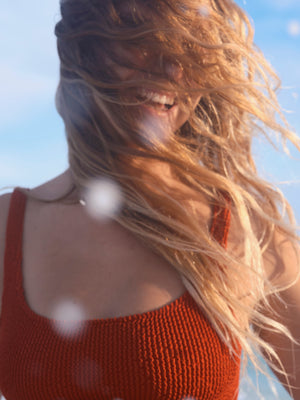 Image of Ripple Bikini Top in Red