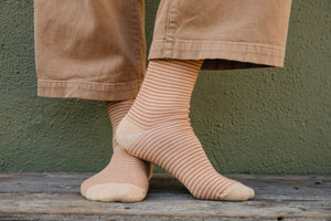 Image of Roll-Top Ankle Sock in Clay Stripe