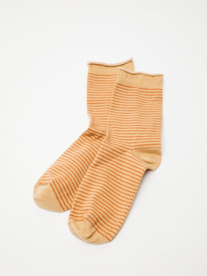 Image of Roll-Top Ankle Sock in Clay Stripe