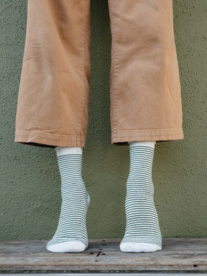 Image of Roll-Top Ankle Sock in Navy Stripe