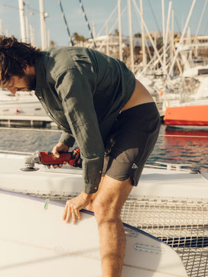 Image of Scallop Trunks in Faded Black