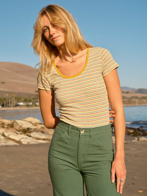 Image of Scoop Ribsy Tee in Red Gold and Green Stripe