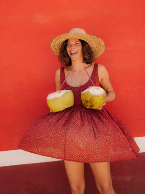 Image of Seadrift Dress in Cherry Seeing Dots