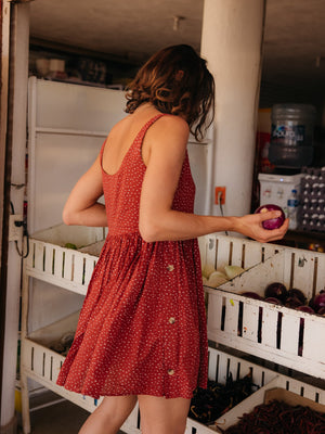 Image of Seadrift Dress in Cherry Seeing Dots