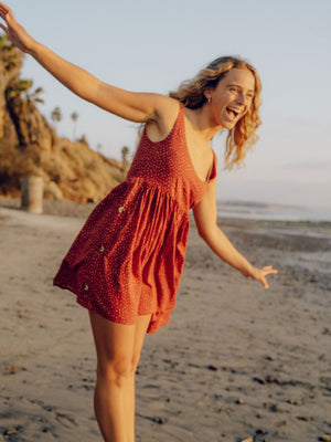 Image of Seadrift Dress in Cherry Seeing Dots