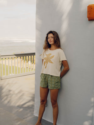 Image of Shell Shorts in Pistachio Ikat