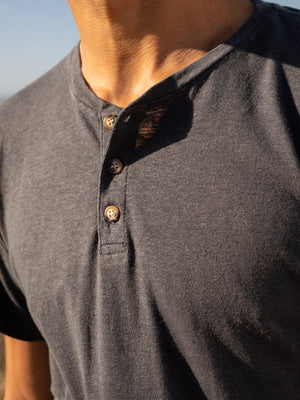 Image of Short Sleeve Henley in Faded Navy