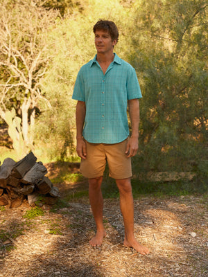 Image of Summer Shirt in Cyan Windowpane