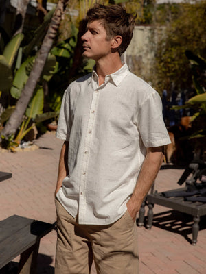 Image of Summer Shirt in Natural / Blue Dobby