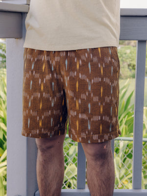 Image of Summer Shorts in Tobacco Ikat