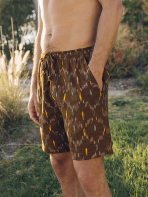 Image of Summer Shorts in Tobacco Ikat