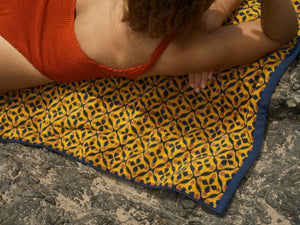 Image of Tile Towel in Navy Gold