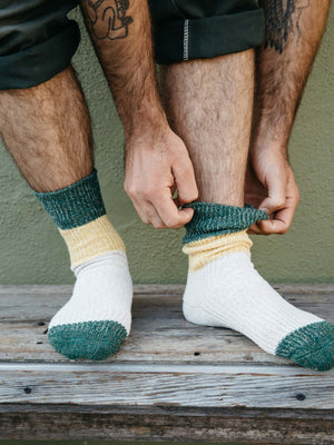 Image of Twist Crew Sock in Green and Gold