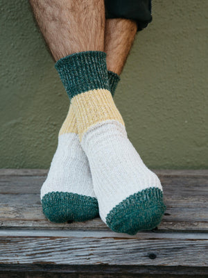 Image of Twist Crew Sock in Green and Gold