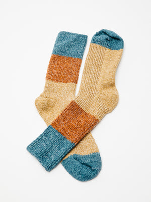 Image of Twist Crew Sock in Rust and Blue