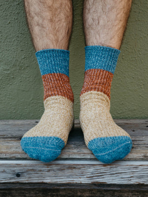 Image of Twist Crew Sock in Rust and Blue