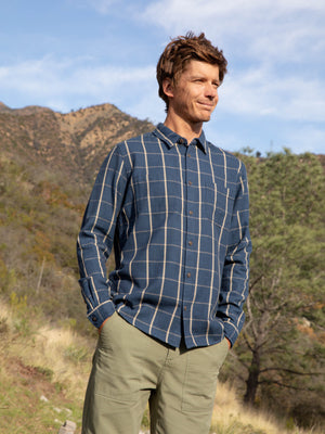 Image of Two Pocket Shirt in Blue / Grey Plaid