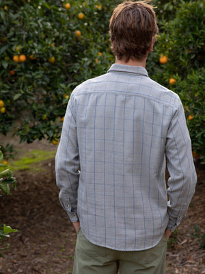 Image of Two Pocket Shirt in Grey / Blue Plaid