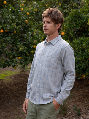 Image of Two Pocket Shirt in Grey / Blue Plaid