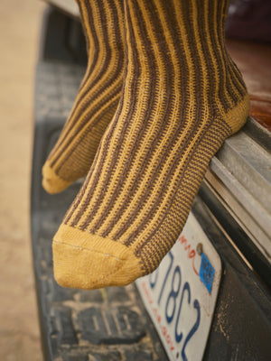 Image of Two Tone Rib Sock in Yellow