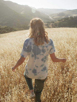 Image of Hemp Tomboy Tee in Indigo Tie Dye