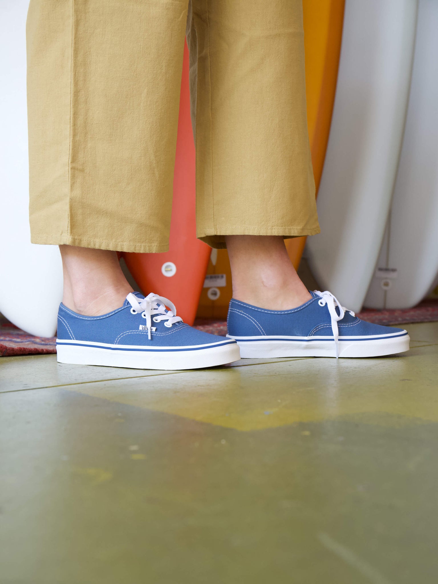 vans authentic navy on feet