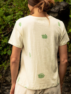 Image of Womens Hemp Cactus Garden Tee in Natural