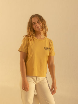 Image of Womens Poppies Tee in Mustard